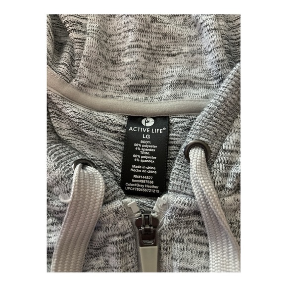 ACTIVE LIFE sleeveless sweatshirt, full zip, wrapped in back. Gray, Large, hood - Picture 7 of 9